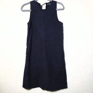 Michael Stars Blue Cotton Midi Tank Dress w/ Pockets & Lace Up Back Medium
